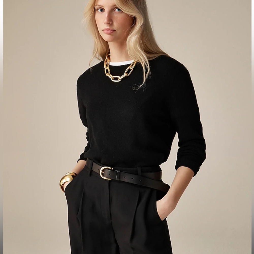 J CREW  Cashmere classic-fit crewneck sweater in Black  $128 BA400